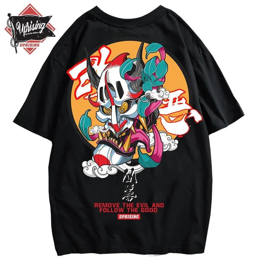 JDM streetwear Demon Mask "Remove the Evil" t-shirt