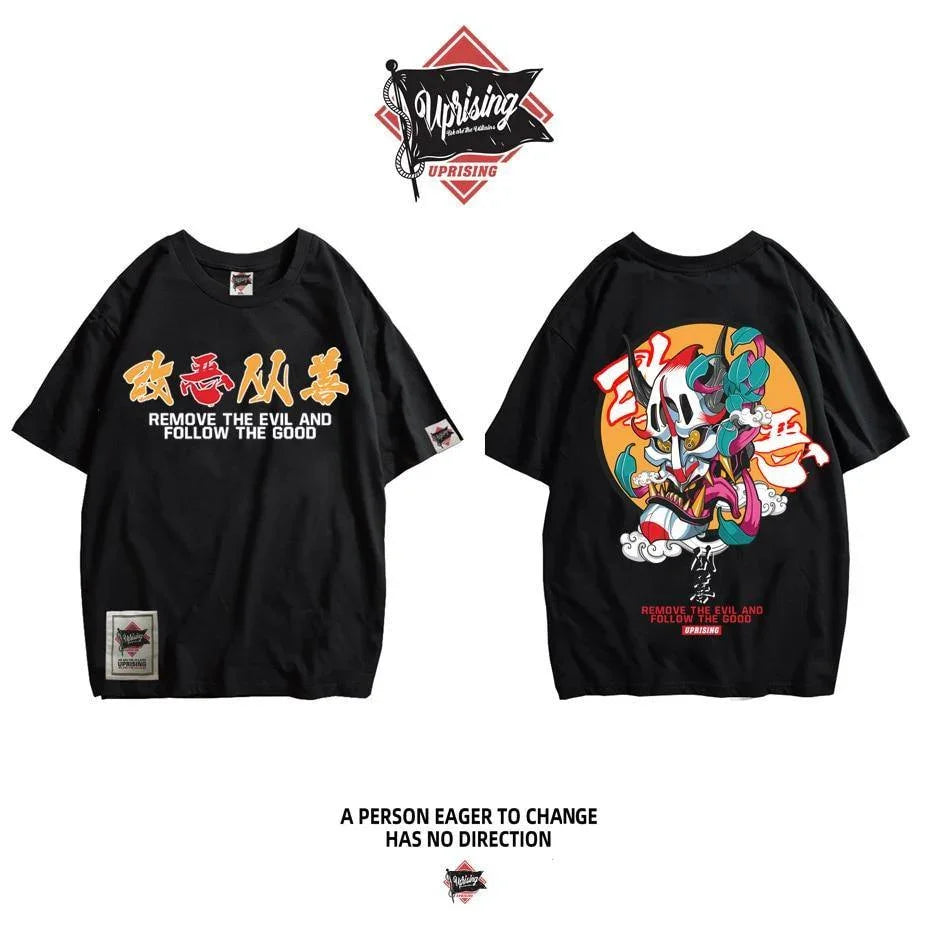 JDM streetwear Demon Mask "Remove the Evil" t-shirt