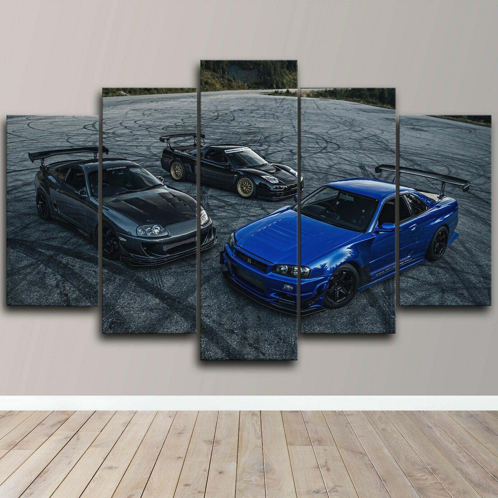 JDM Triple Threat - NSX, Skyline, Supra 5 piece Wall Art
