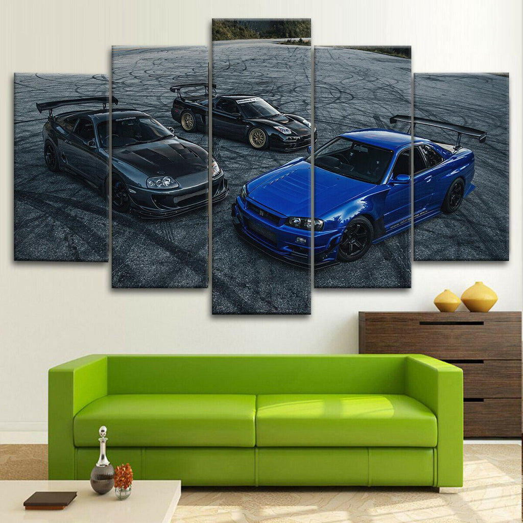JDM Triple Threat - NSX, Skyline, Supra 5 piece Wall Art