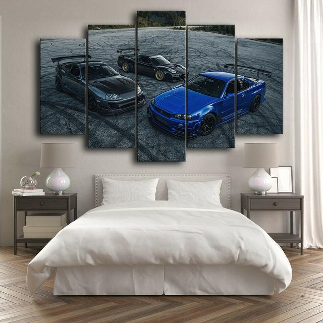 JDM Triple Threat - NSX, Skyline, Supra 5 piece Wall Art