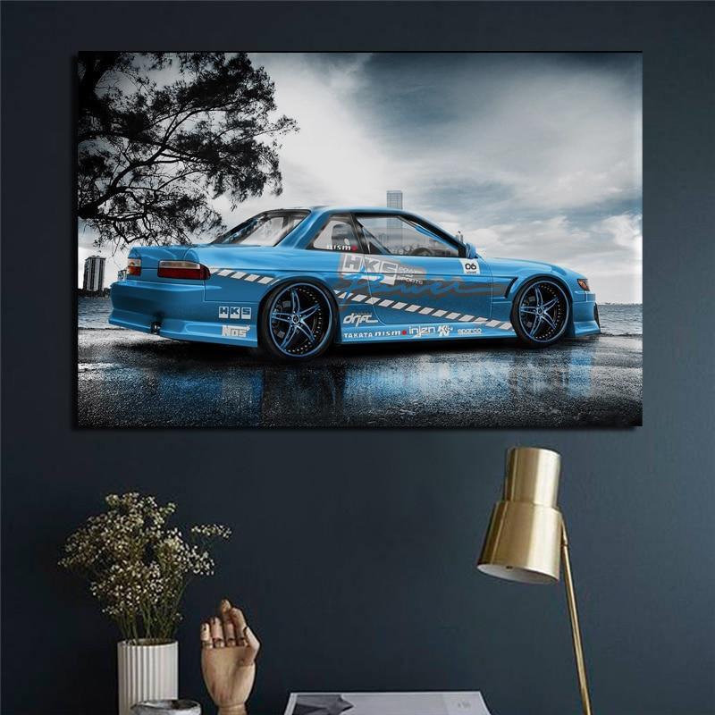 Nissan Silvia S13 Drift Car Fabric Printed Poster