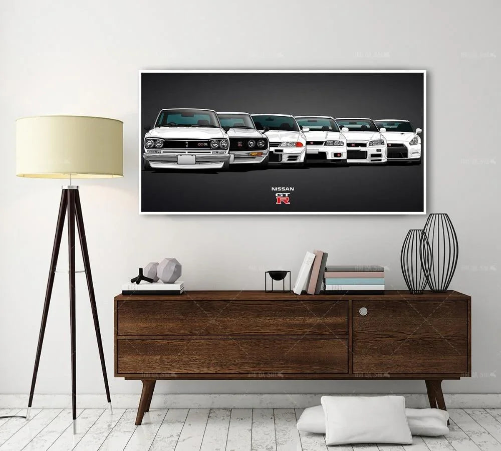 Nissan Skyline GTR generations wall art canvas print