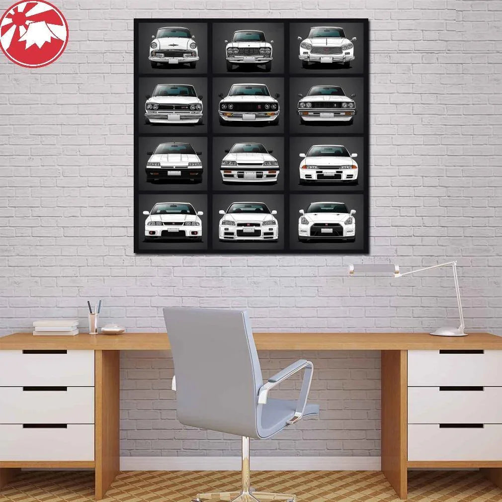 Nissan Skyline GTR Generations wall art - hanging scroll or framed
