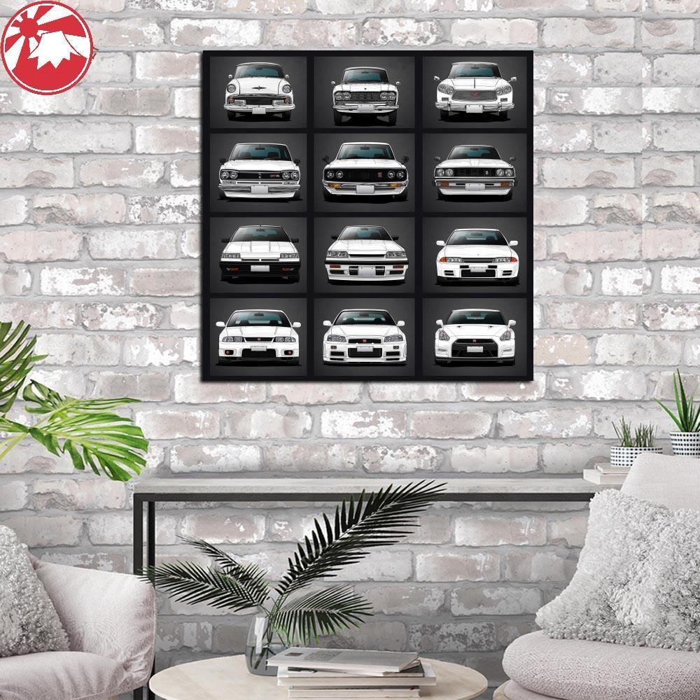 Nissan Skyline GTR Generations wall art - hanging scroll or framed