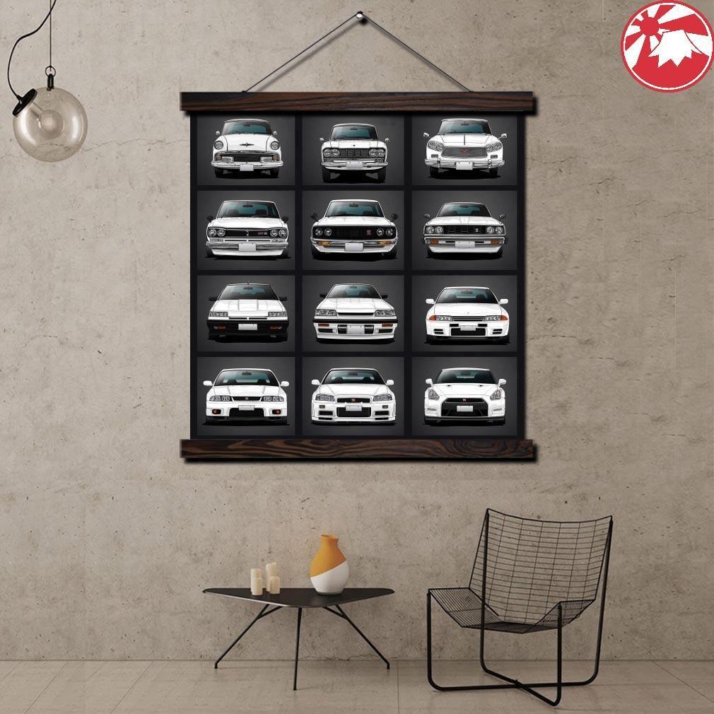 Nissan Skyline GTR Generations wall art - hanging scroll or framed