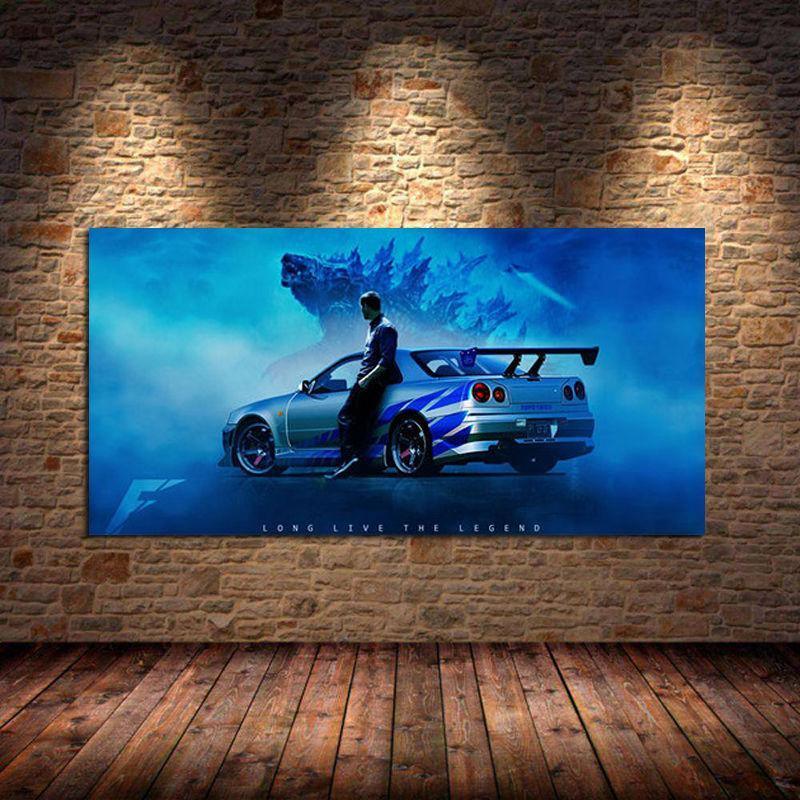 Nissan Skyline R34 GTR - Godzilla canvas wall art