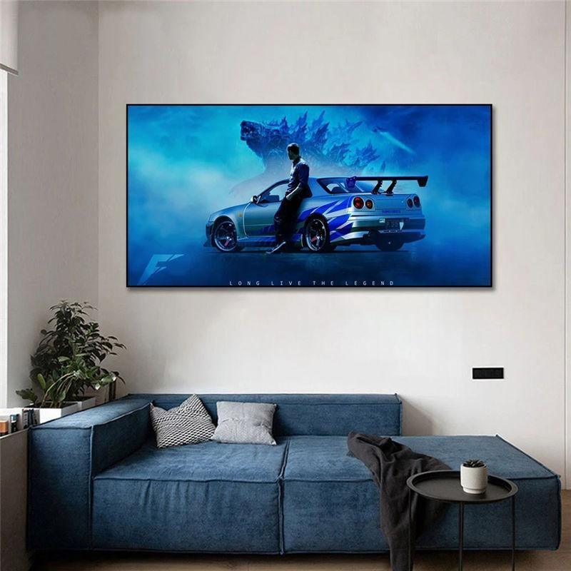 Nissan Skyline R34 GTR - Godzilla canvas wall art