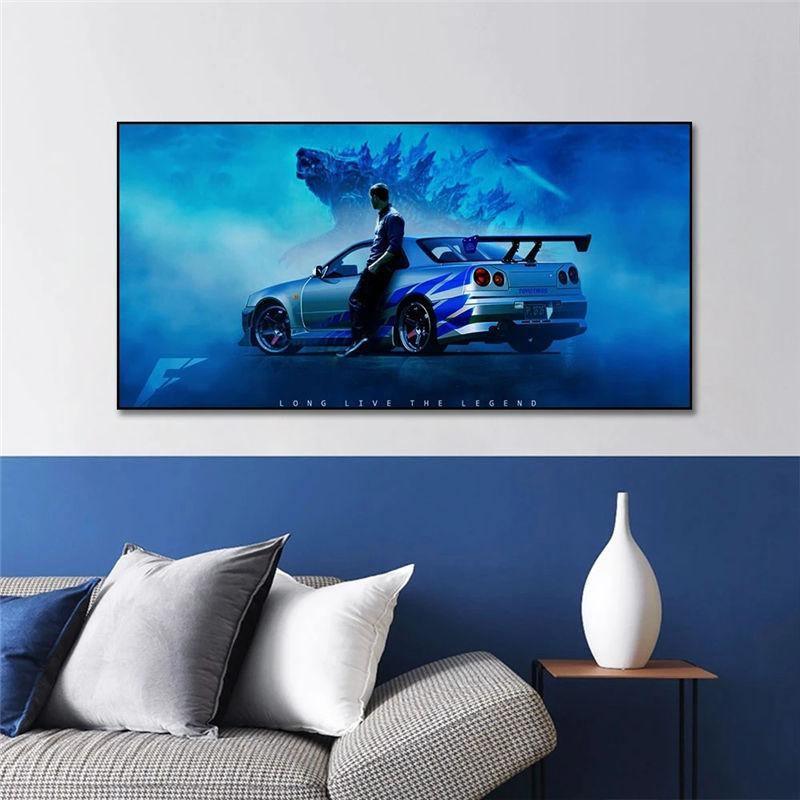 Nissan Skyline R34 GTR - Godzilla canvas wall art