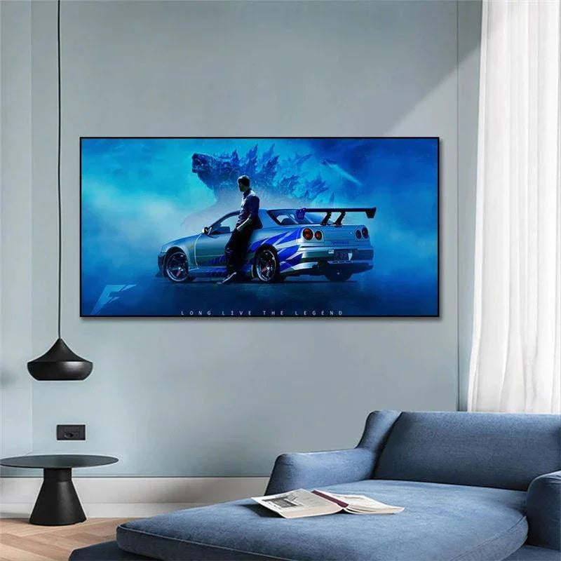 Nissan Skyline R34 GTR - Godzilla canvas wall art