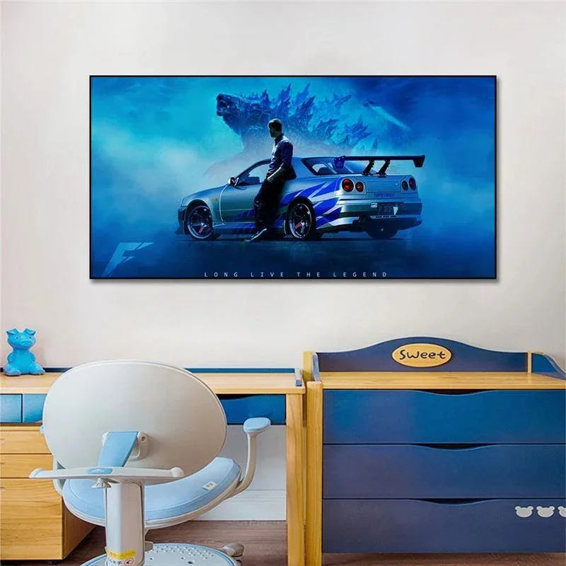 Nissan Skyline R34 GTR - Godzilla canvas wall art
