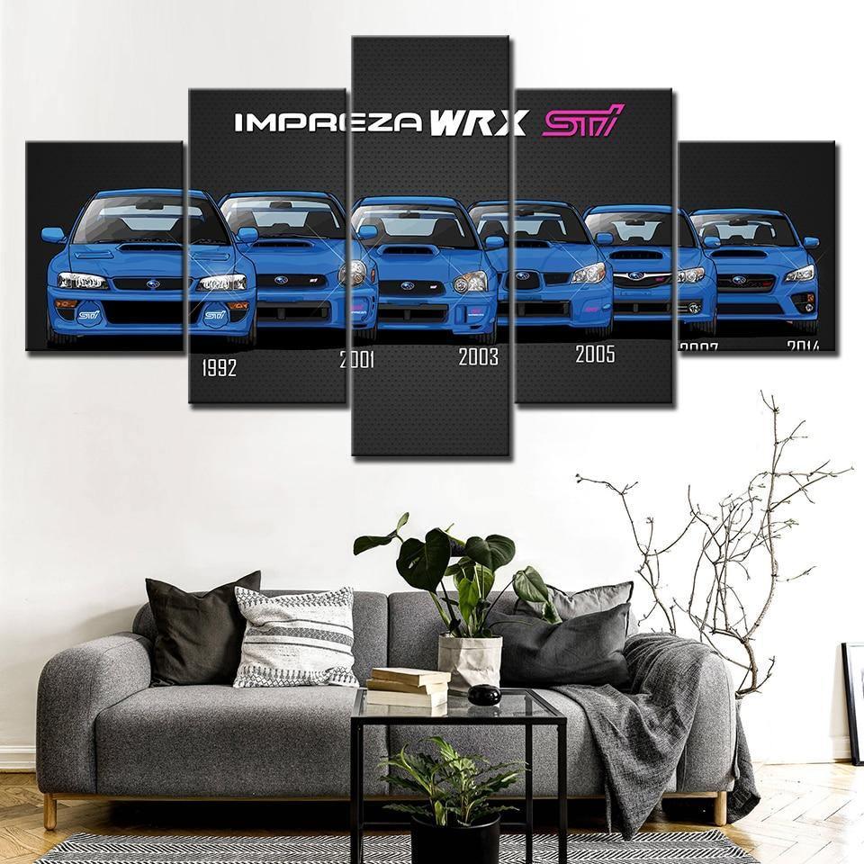 Subaru Impreza WRX STI - 5 Panel canvas wall art