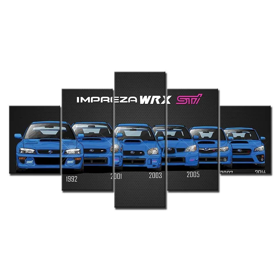 Subaru Impreza WRX STI - 5 Panel canvas wall art